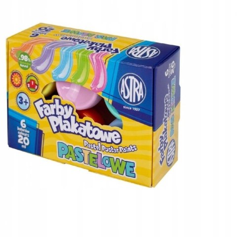 Farby plakatowe pastelowe Astra 6 kolorów 20ml