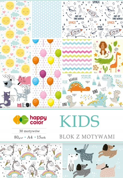 BLOK Z MOTYWAMI A4/15K KIDS HAPPY COLOR