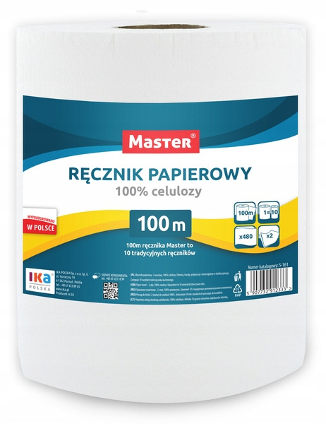 RĘCZNIK PAPIEROWY 100m MASTER CELULOZA 1szt S300 RĘCZNIK PAPIEROWY 100m MASTER CELULOZA 1szt S300