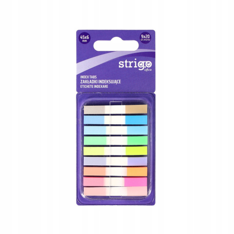 STRIGO ZAKŁADKI INDEKSUJĄCE 45X6MM 9 KOLORÓW 180 K STRIGO ZAKŁADKI INDEKSUJĄCE 45X6MM 9 KOLORÓW 180 K