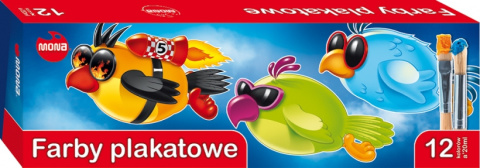 Farby plakatowe MONA 12 kolorów 20 ml (6)