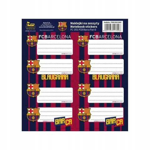 NAKLEJKI NA ZESZYTY FC-201 FC BARCA 6