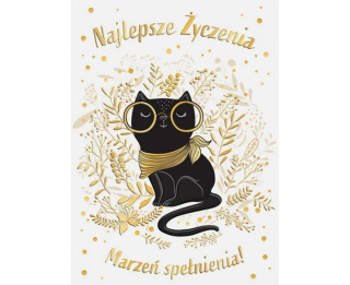 KARNET B6 NAJLEPSZE ŻYCZENIA KOT W OKULARACH