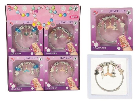 BRANSOLETKA Z OZDOBAMI CHARMS (12)OZDOBNE OPAKOWAN