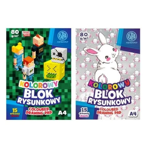 Blok kolorowy barwiony w masie ASTRAPAP A4 80g 15 Blok kolorowy barwiony w masie ASTRAPAP A4 80g 15