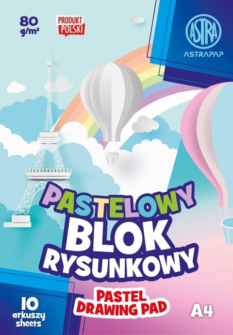 Blok rys. kolor pastel ASTRAPAP A4 80g 10ark Blok rys. kolor pastel ASTRAPAP A4 80g 10ark