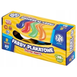 Farby plakatowe ASTRA 8 kol x 20 ml Standard box