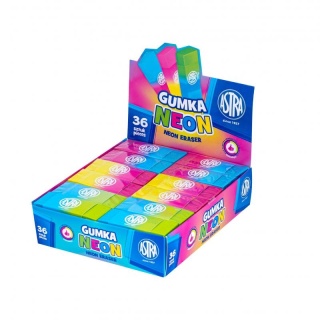Gumka dwukolorowa neonowa ASTRA - display 36 szt.