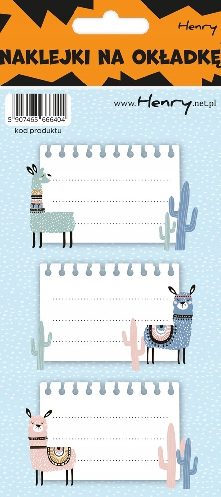 NAKLEJKI NA ZESZYT LAMA 12SZT