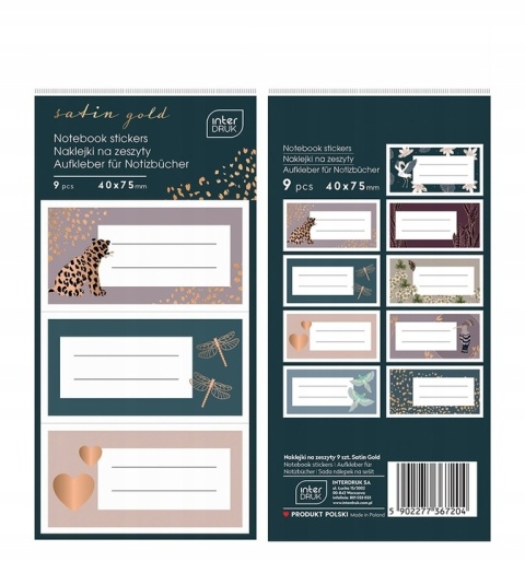 Naklejki na zeszyty 9szt.Satin Gold(12)