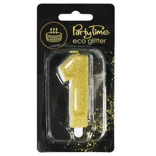 Świeczka cyferka z eko-brokatem nr 1