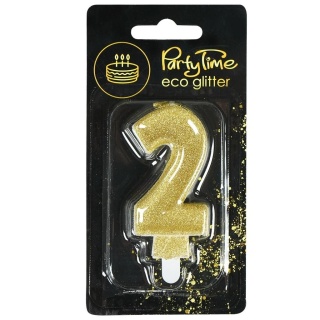 Świeczka cyferka z eko-brokatem nr 2