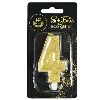 Świeczka cyferka z eko-brokatem nr 4