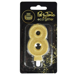 Świeczka cyferka z eko-brokatem nr 8