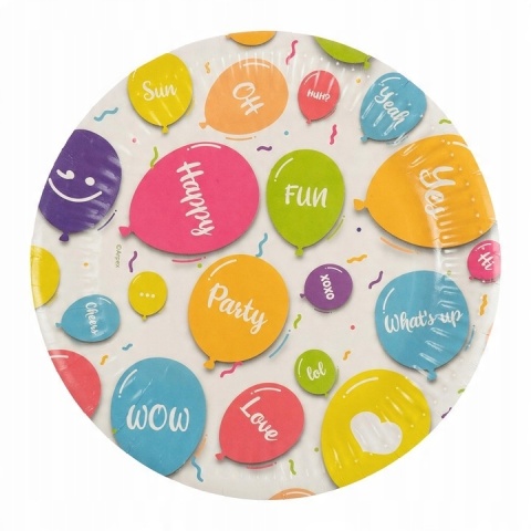 Talerze papierowe - Happy Balloons (8 szt.) - FSC