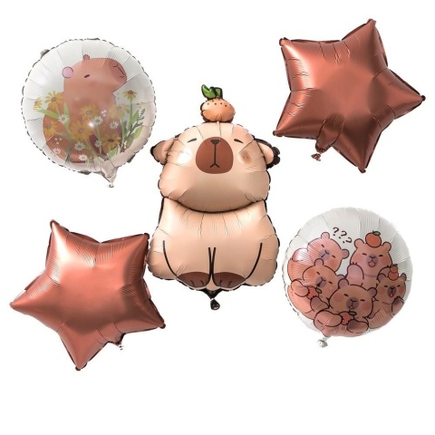 BALONY FOLIOWE Z KAPIBARĄ 5szt.