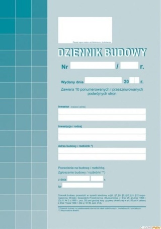 DZIENNIK BUDOWY A4 MICHALCZYK 603-1