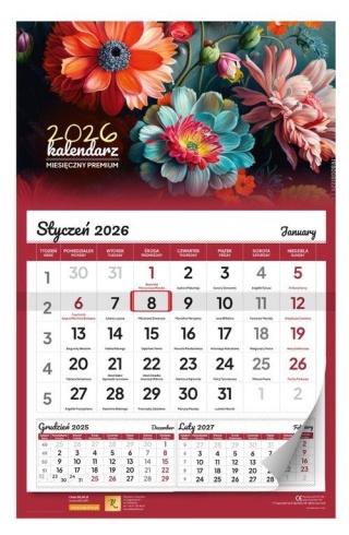 KALENDARZ ŚCIENNY MIESIĘCZNY PREMIUM 2026