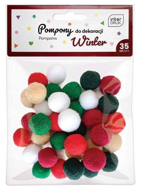 Pompony do dekoracji 35szt. WINTER
