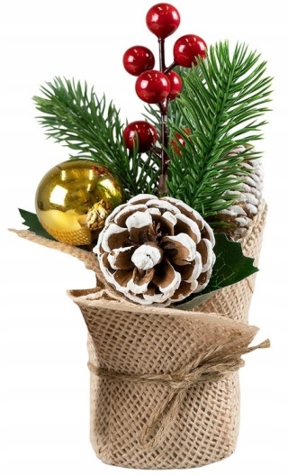 Stroik świąteczny z bombką 20cm jutowa podstawa