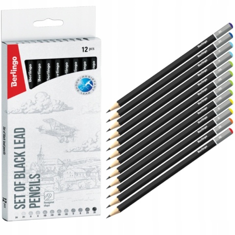 Zestaw ołówków do szkicowania Berlingo 12szt 3H-3B