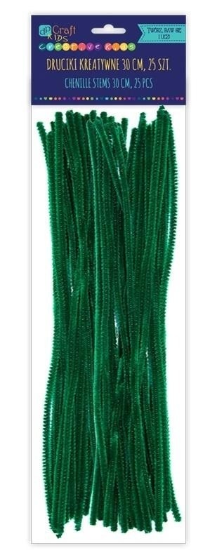 Druciki pluszowe 30 cm ciemnozielone zestaw 25 sztuk dekoracyjne