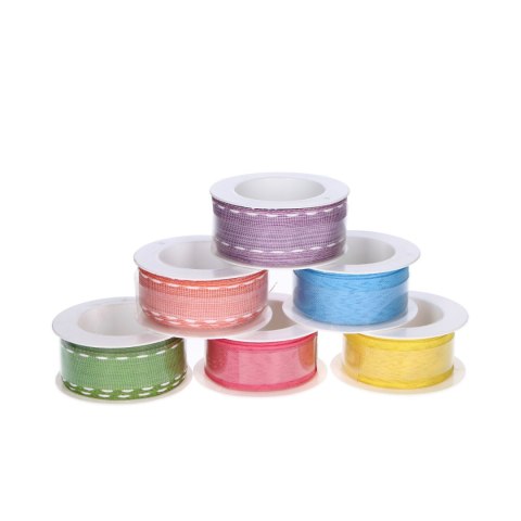 ! WSTĄŻKA NA SZPULI OZDOBNA MIX KOLORÓW 30MM/3M ! WSTĄŻKA NA SZPULI OZDOBNA MIX KOLORÓW 30MM/3M