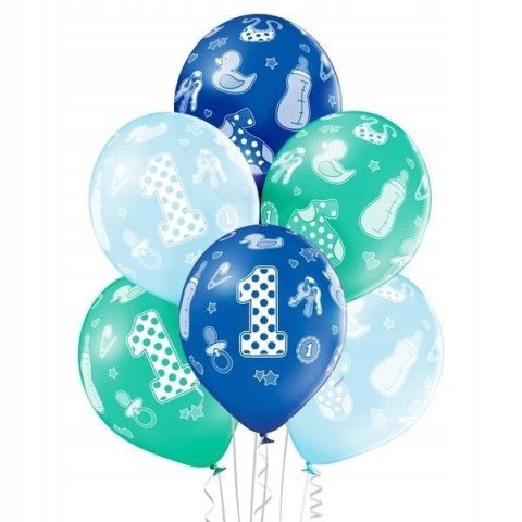 Balony 6szt 1st Birthday Boy