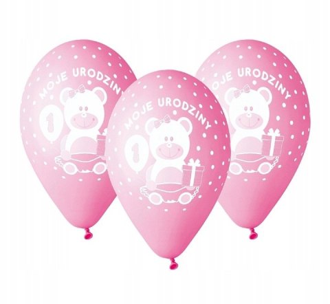 Balony"Moje 1 urodziny"dziewczynka Balony"Moje 1 urodziny"dziewczynka