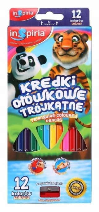 Kredki szkolne trójkątne 12 kolorów INSPIRIA