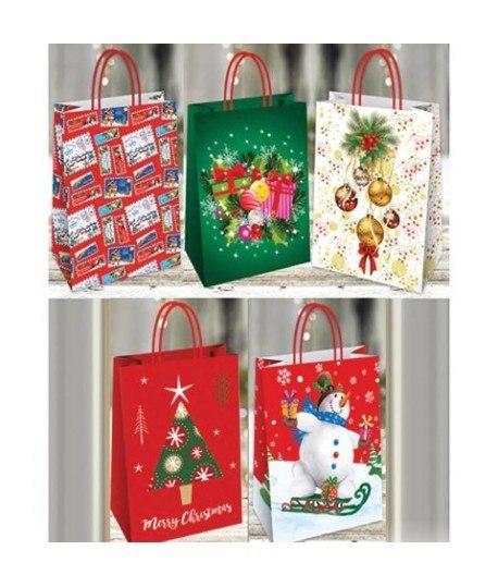 WR TOREBKA OZDOBNA 26x12x35CM GWIAZDKA BOMBKI CZERW
