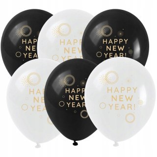 BALONY 6SZT HAPPY NEW YEAR ZŁOTY NADRUK
