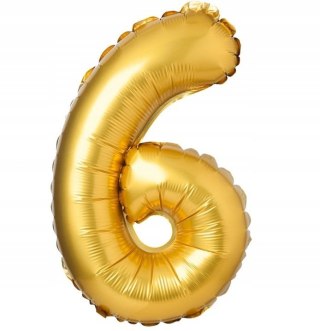 Balon foliowy cyferka nr6 ZŁOTY 71cm