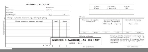 WNIOSEK O ZALICZKĘ KS-44 50K WNIOSEK O ZALICZKĘ KS-44 50K
