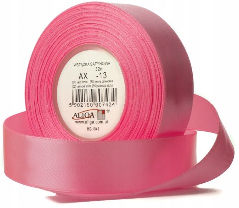 Wstążka sat. różowa AX12-13 12mm/32m 1szt Wstążka sat. różowa AX12-13 12mm/32m 1szt