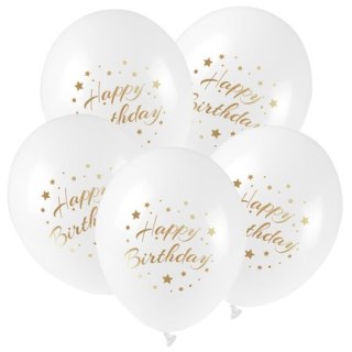 BALONY 5SZT HAPPY BIRTHDAY-ZŁOTY NADRUK