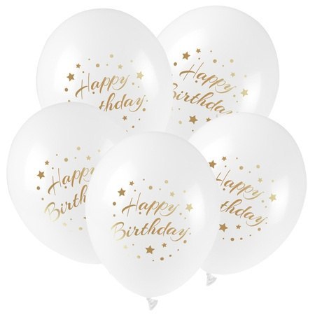 BALONY 5SZT HAPPY BIRTHDAY-ZŁOTY NADRUK BALONY 5SZT HAPPY BIRTHDAY-ZŁOTY NADRUK