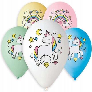 Balony 5szt"Jednorożec i tęcza"13 cali