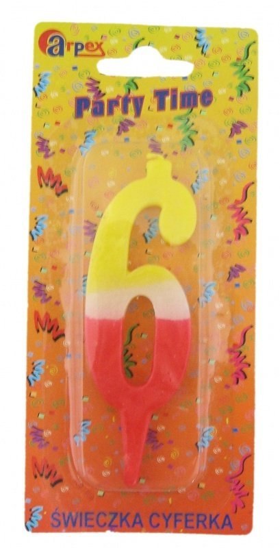 Świeczka cyferka nr 6 kolor Świeczka cyferka nr 6 kolor