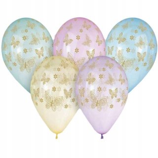 Balony 5szt "Złote motylki" premium 13"
