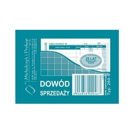 DRUK DOWÓD SPRZEDAŻY A7 260-9 DRUK DOWÓD SPRZEDAŻY A7 260-9