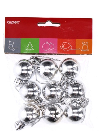 Bombki mini (9 szt.) srebrne