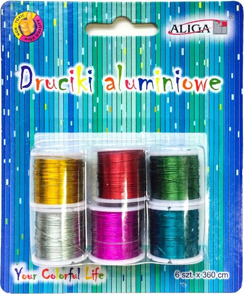 DRUCIKI ALUMINIOWE NA SZPULKACH 6KOL 0,3MMX3M