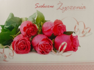 LAURKA B6 SERDECZNE ŻYCZENIA KWIATY KARO