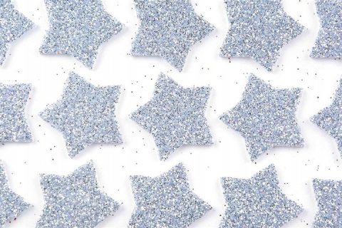 NAKLEJKI GWIAZDKI PIANKOWE SREBRNE 11,5x25cm