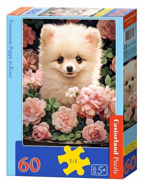 Puzzle 60 el. Pomeranian Puppy in Roses Puzzle 60 el. Pomeranian Puppy in Roses