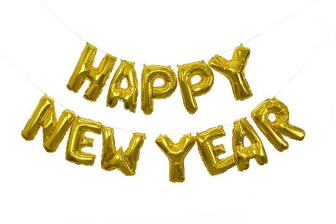 Balony foliowe Happy New Year napis
