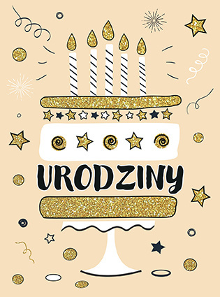 KARTKA B6 URODZINY TORT BROKAT KARTKA B6 URODZINY TORT BROKAT