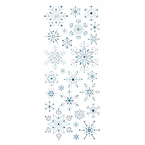 NAKLEJKI BROKATOWE ORNAMENT. ŚNIEŻYNKI SILVER