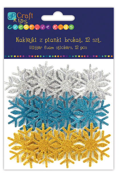 NAKLEJKI ŚNIEŻYNKI BROKATOWE 12SZT KSPI-113 NAKLEJKI ŚNIEŻYNKI BROKATOWE 12SZT KSPI-113